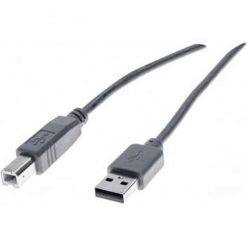 Cordon USB 2.0 type A_B gris pour imprimante - 1.8 m